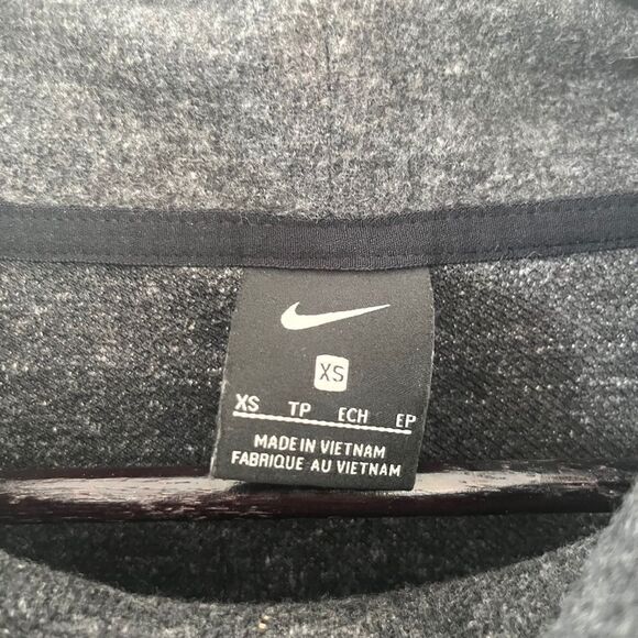 Nike Dark Grey Marled Cowl Turtleneck Pockets Spilt Hem Cotton Blend Sweater - Picture 9 of 10